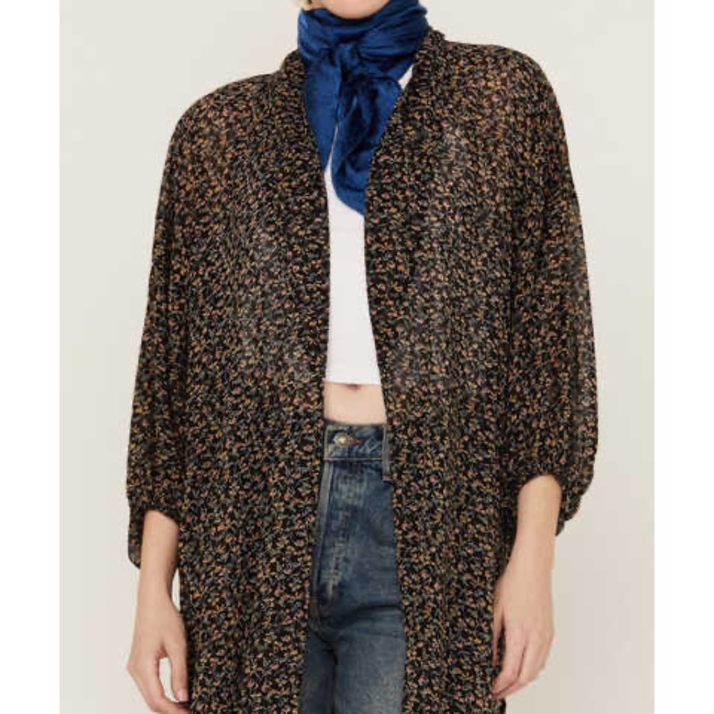 BEYOND THE RADAR WOMEN'S FLORAL CHIFFON DUSTER MAXI KIMONO